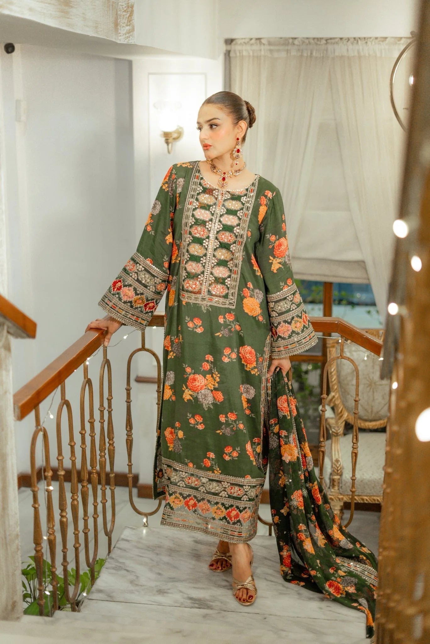 Aneela's Luxury Silk Emb Collection Digital Printed 3 Piece