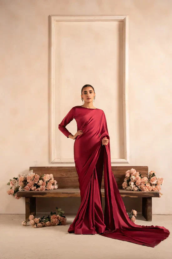 Stitched Long Pallu Silk Saree With Blouse,Petticoat