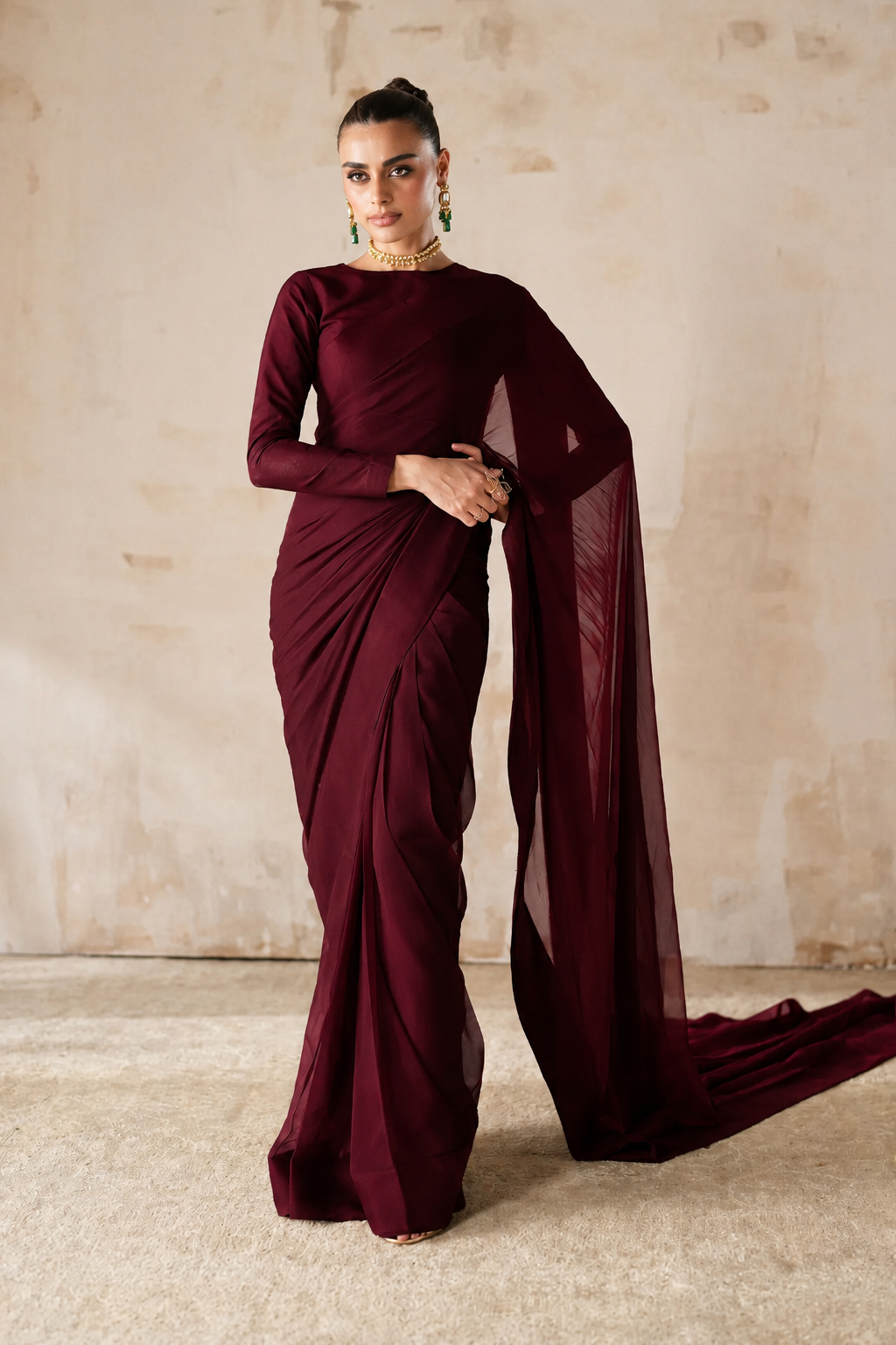 PLAIN CHIFFON SAREE EN-1219