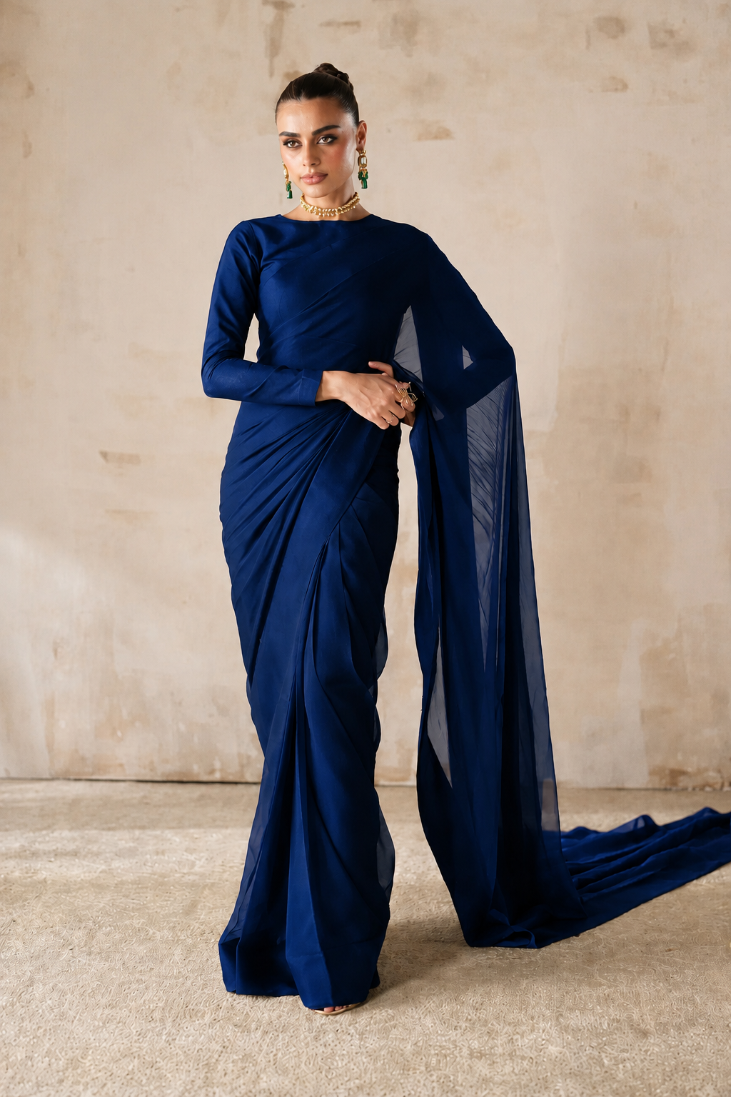 PLAIN CHIFFON SAREE EN-1219