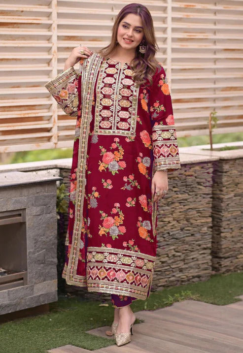 Aneela's Luxury Silk Emb Collection Digital Printed 3 Piece