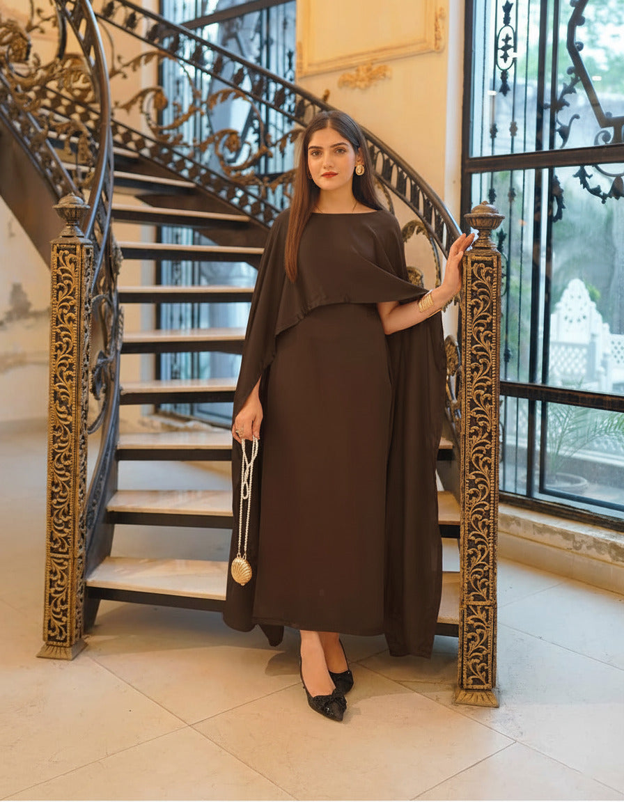 Cap Shawl with long body fitted Maxi 2pcs