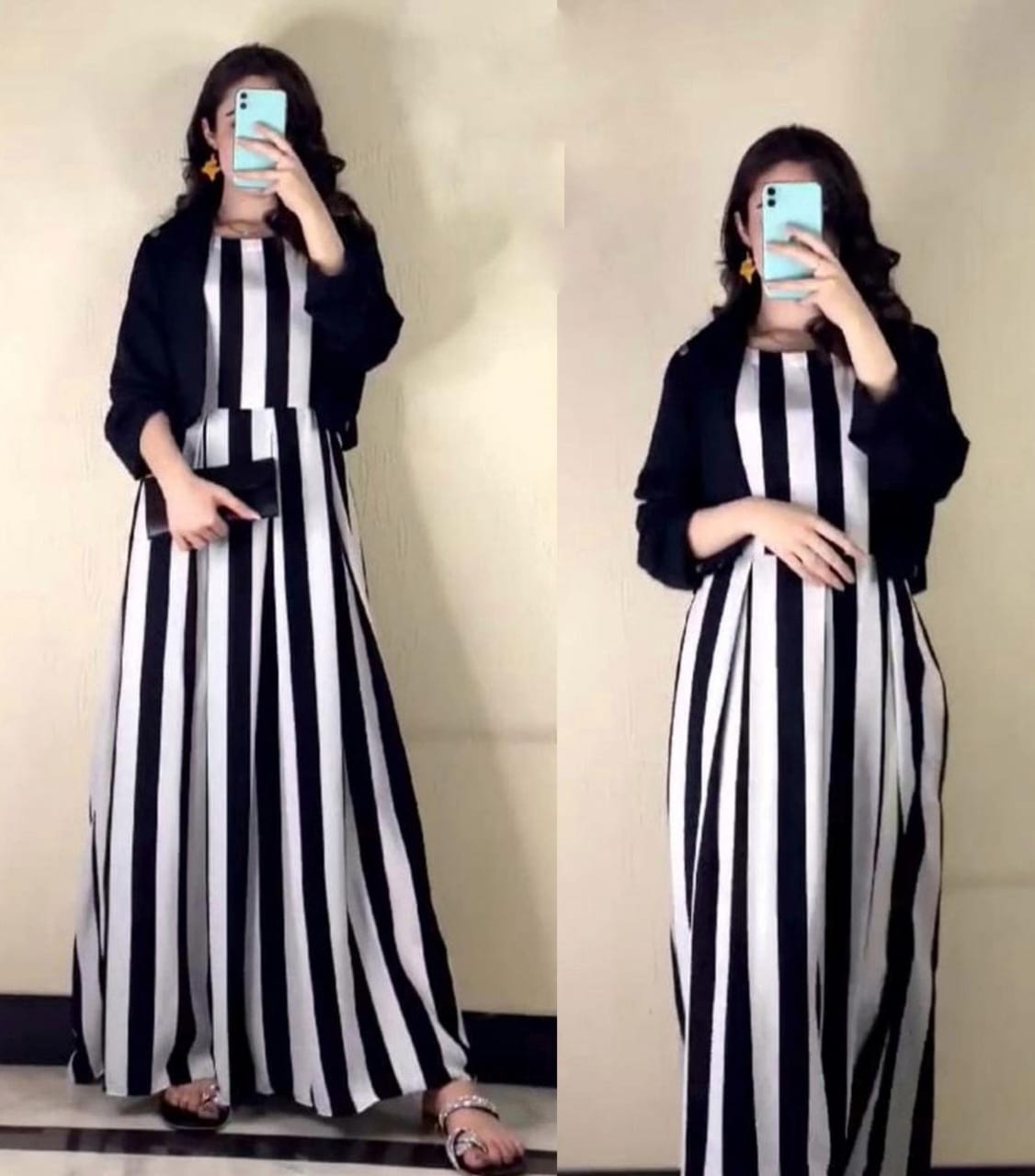 🅽🅴🆆 🅰️🆁🆁🅸🆅🅰️🅻
Long Flare Zebra Printed Silk Maxi With Hand Stitched Button Pure Separate Cotton Koti 2Pcs
