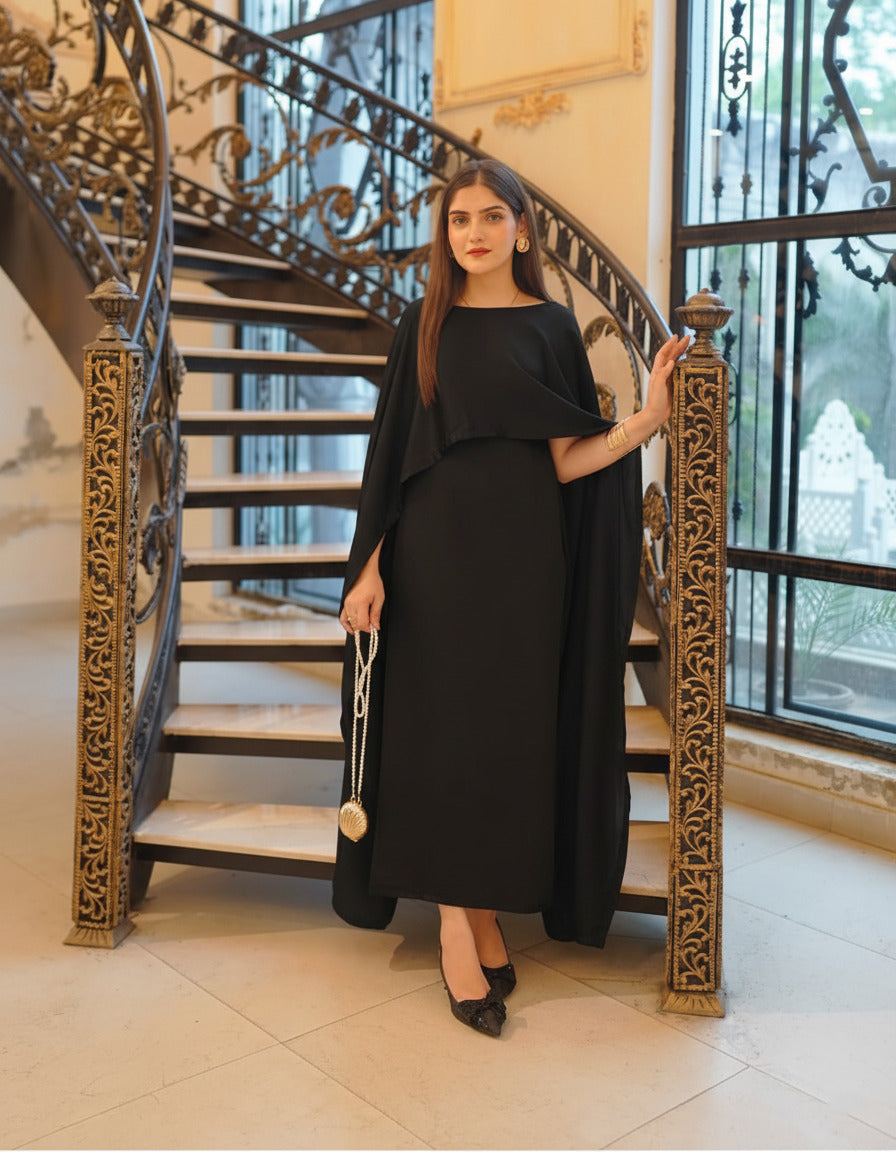 Cap Shawl with long body fitted Maxi 2pcs